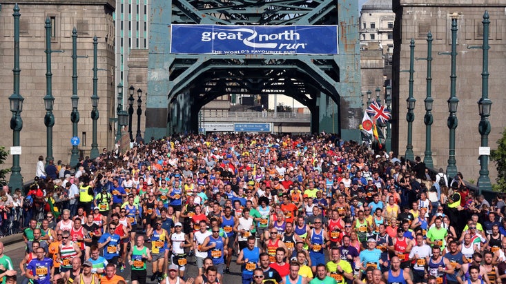 Runners crossing the Tyne Bridge, Newcastle, during the Great North Run